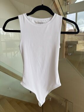 Babaton White Sleeveless Contour Bodysuit